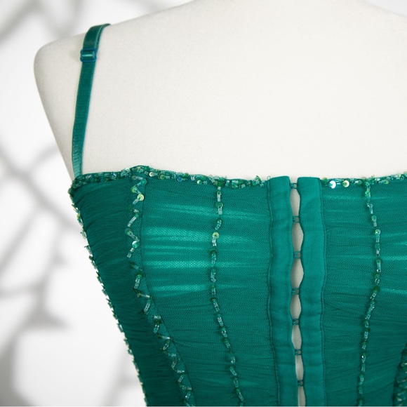 SOLD!! Marciano Turquoise Corset with Stunning Bead Details, Size XS (Gem Find) - Picture 3 of 8